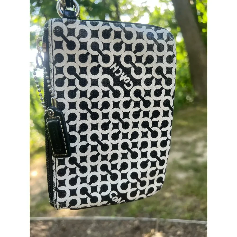 COACH Black & White Wristlet